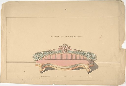 Design for Side Ottoman, Later Arabesque or Morisco Style