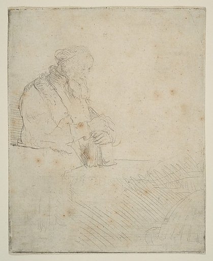Old Man in Meditation, Leaning on a Book