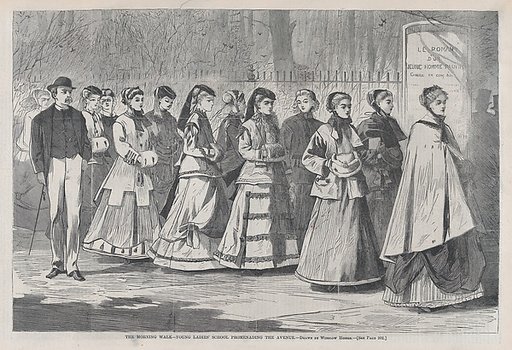 The Morning Walk – The Young Ladies' School Promenading the Avenue (from "Harper's Weekly," Vol. XII)