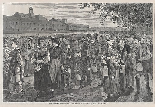 New England Factory Life – "Bell Time" (from "Harper's Weekly," Vol. XII)