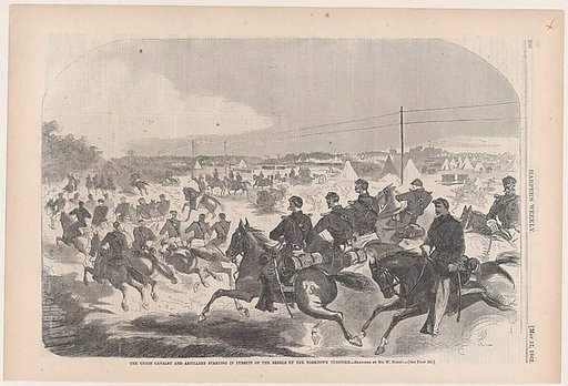 The Union Cavalry and Artillery Starting in Pursuit of the Rebels up the Yorktown Turnpike (from "Harper's Weekly," Vol. VI)