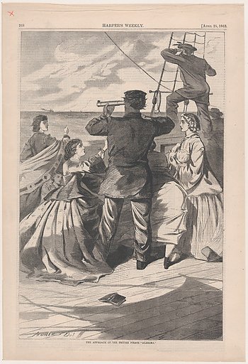 The Approach of the British Pirate "Alabama" (from "Harper's Weekly," Vol. VII)