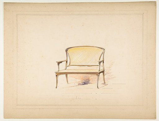 Design for Art Nouveau Loveseat with Caning