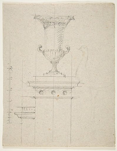 Design for an urn (verso); Designs for two urns (recto)