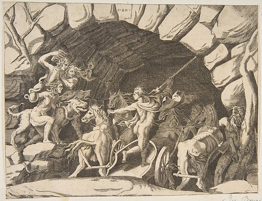 Pluto riding a chariot descending into Hell, from "Division of the Universe"