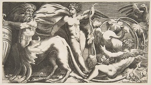 ornamental Frieze with two Putti and a Monster
