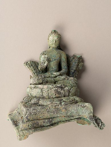 Fragment of a Seated Buddha on a Throne
