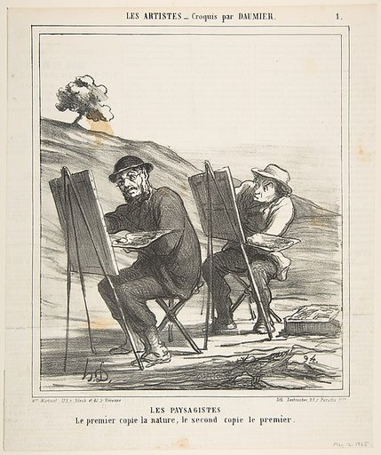 The landscape painters, the first copies nature, the second copies the first, from 'The artists,' published in Le Charivari, May 12, 1865