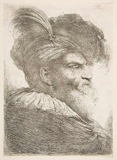 Head of an old man facing right, from "Large Oriental Heads"
