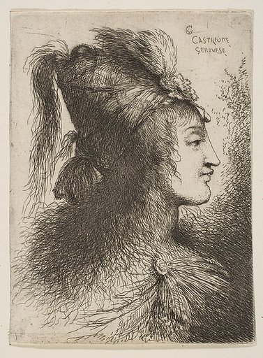 Young man wearing a plumed turban, facing right, from "Small Heads in Oriental Headdress"