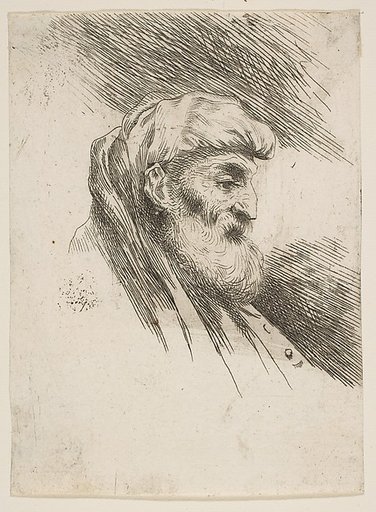 Head of an old bearded man facing right, from "Small Heads in Oriental Headdress"