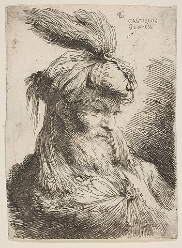 Head of a bearded man with a turban facing right, from "Small Heads in Oriental Headdress"