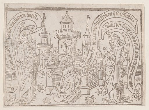 Thy Neck Is Like the Tower of David, illustration from a Canticum Canticorum blockbook, 2nd