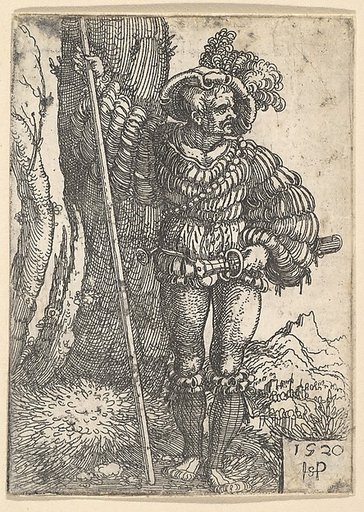 A Lansquenet Standing by a Tree