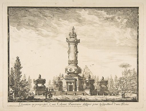 Elevation en perspective d'une colonne destinée pour la Sépultre d'une Reine