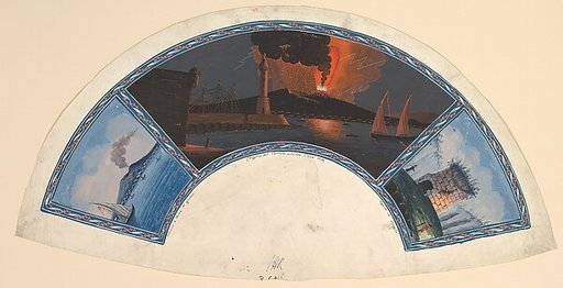 Fan Design with Views of Mount Vesuvius and the Tomb of Virgil