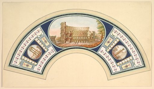 Fan Design with the Colosseum and the Temple of Vesta