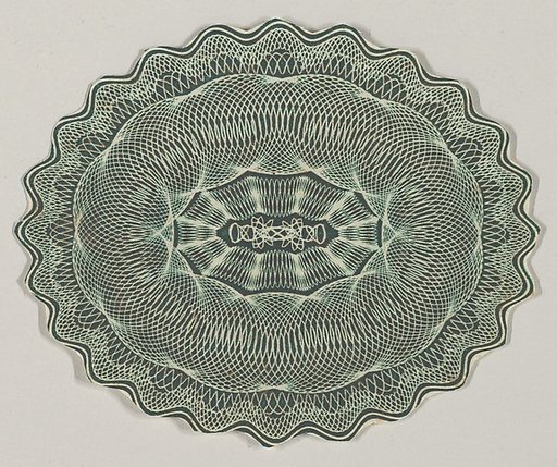 Banknote motif: oval of lathe work ornament with a wavy edge