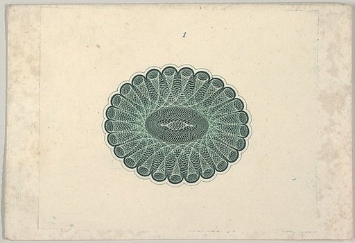 Banknote motif: oval lathe work ornament resembling a lace ruff