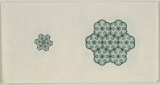 Banknote motif: two six-lobed lathe work ornaments