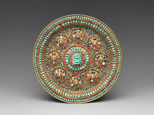 Dish for Ritual Offerings with Durga Defeating a Demon