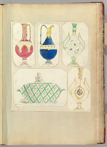 Designs for Two Ewers, Two Bottle-shaped Vases and a Covered Tureen