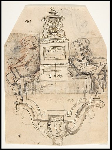 Design for a sepulchral monument (recto); Design for a monument (verso)