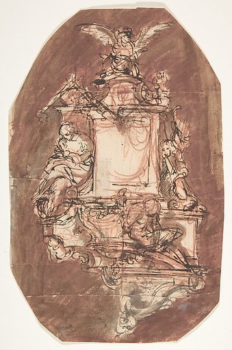 Design for a sepulchral monument (recto); Fragment of a letter and notes (verso)