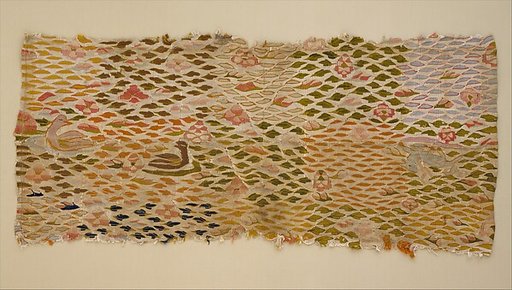 Textile with Aquatic Birds and Recumbent Animal