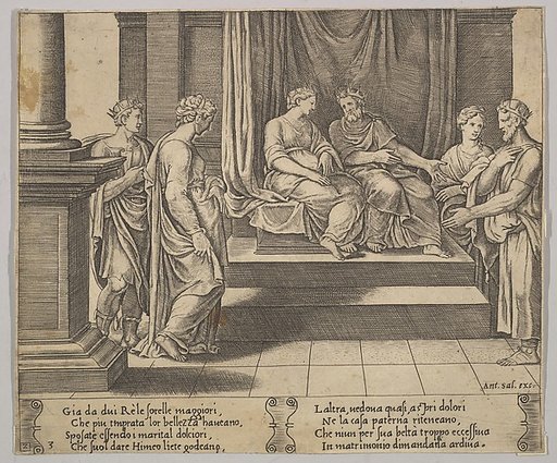 Plate 3: Psyche's two sisters are married to kings, from "The Fable of Psyche"