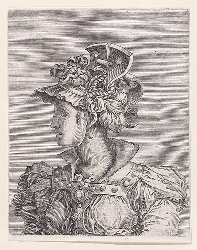 Bust of a Woman Wearing a Fantastic Head-dress and Mask
