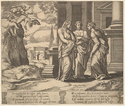 Plate 15: Psyche relating her misfortunes to her sisters, from "The Fable of Cupid and Psyche"