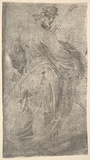 Saint James Major, a staff in his left hand, book in his right, from "Christ and the Apostles"