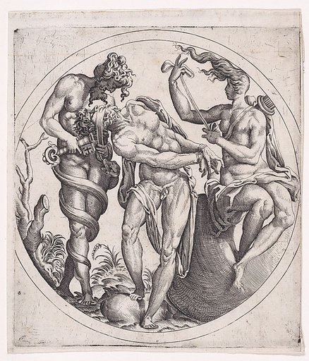 Three Figures Including a Hermaphrodite