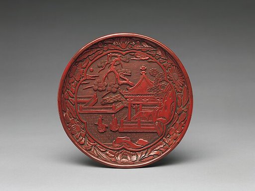 Dish with garden scene