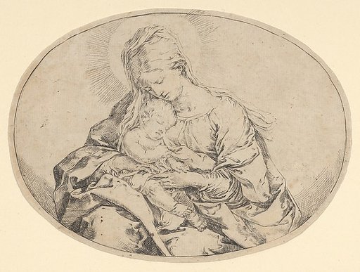 The Virgin holding the infant Christ, an oval composition