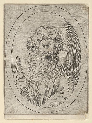 Saint Paul holding a sword, in an oval frame, from "Christ, the Virgin, and Thirteen Apostles"