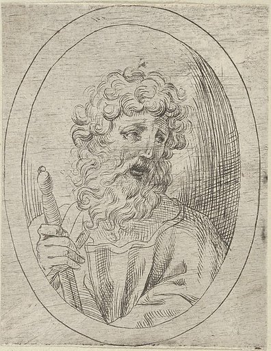 Saint Paul holding a sword, in an oval frame, from "Christ, the Virgin, and Thirteen Apostles"