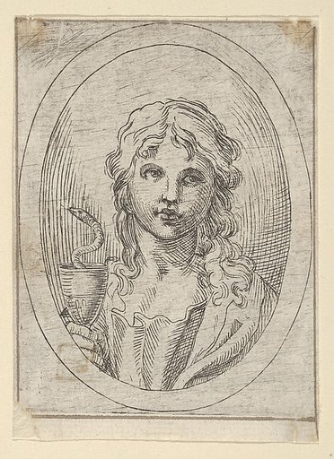 Saint John the Evangelist holding a goblet with a snake emerging from it, from "Christ, the Virgin, and Thirteen Apostles"