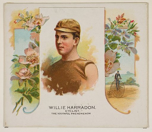 Willie Harradon, Cyclist, The Youthful Phenomenon, from World's Champions, Second Series (N43) for Allen & Ginter Cigarettes