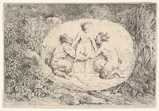 Nymph Supported by Two Satyrs, from "Four Bacchanalia" (Quatre Bacchanales)