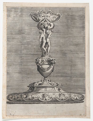 Candlestick with Two Ignudi on Top of a Vase with Lion Heads