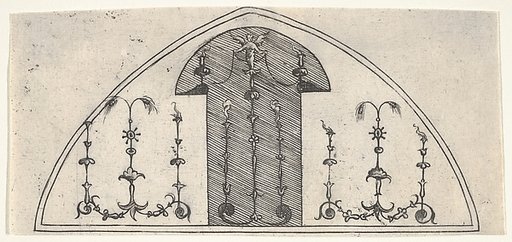 Lancet-shaped panel of grotesque decoration