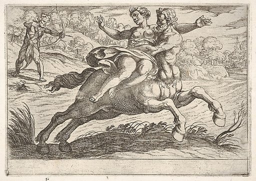 Nessus attempting to take Dejanira from Hercules, from "The Labors of Hercules"