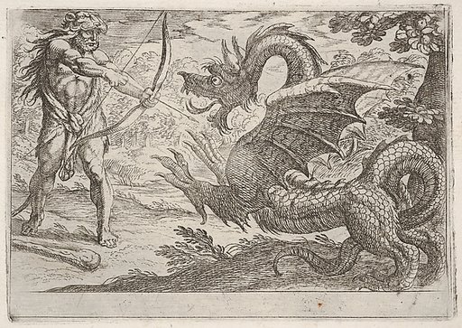 Hercules and the Serpent Ladon, from "The Labors of Hercules"