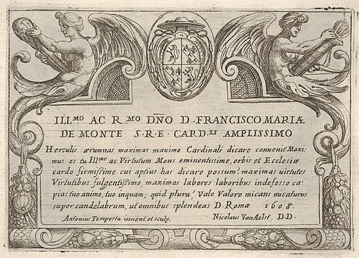 Title plate with the arms of Cardinal Francesco Maria de Monte, for "The Labors of Hercules"