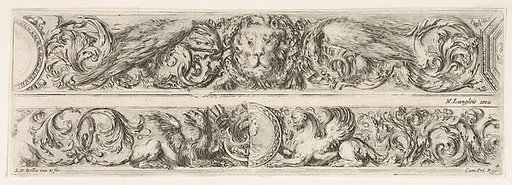 Two Designs for Friezes with Acanthus Scrolls, Each with a Variant, plate 4 from "Decorative friezes and foliage" (Ornamenti di fregi e fogliami)