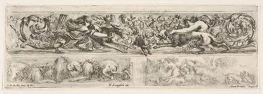 Designs for Three Friezes with Hunting Themes, plate 9 from "Decorative friezes and foliage" (Ornamenti di fregi e fogliami)