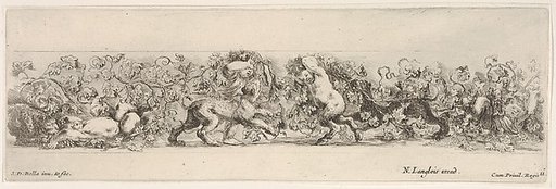 Design for a Frieze with Putti carrying a Vine and Three Felines, plate 11 from "Decorative friezes and foliage" (Ornamenti di fregi e fogliami)