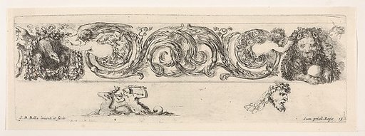 Design for a Frieze with Acanthus Scrolls and Two Small Figural Motifs Below, plate 15 from "Decorative friezes and foliage" (Ornamenti di fregi e fogliami)